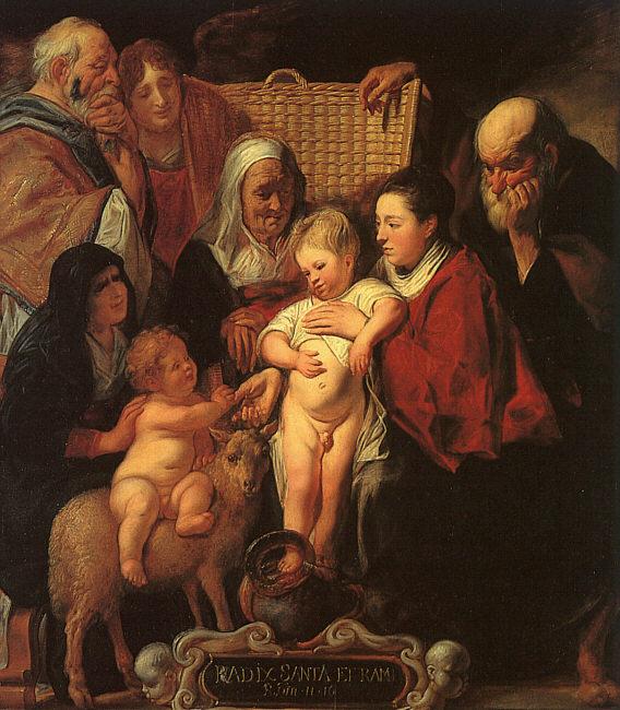 Jacob Jordaens The Holy Family with St.Anne, the Young Baptist and his Parents oil painting image
